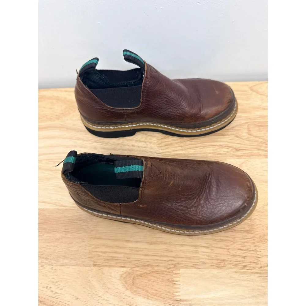 Georgia Boot Giant Romeo Kids Brown Leather Slip On Work Shoes size 3.5 M #42